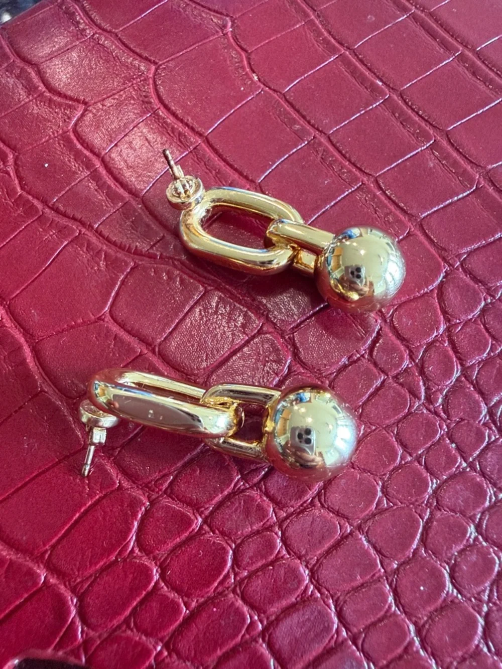 Anine Bing Gold Link Drop Earrings with Ball Charm - Picture 7 of 10